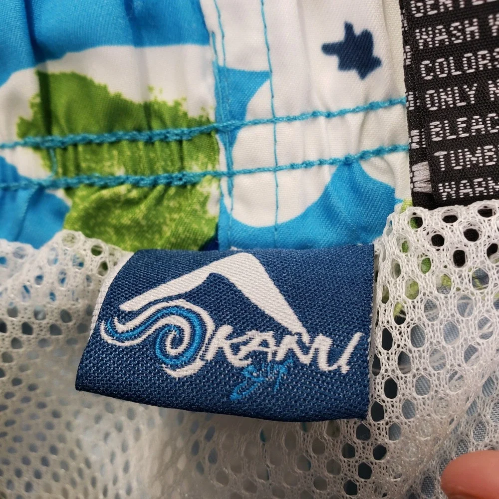 Kanu Surf Floral Swim Trunks Men Medium Blue Tropical Beach Board Shorts